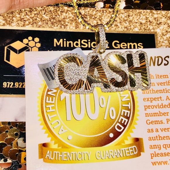 Real diamond pendant for men, cash diamond charm, natural diamond NOT CZ, gift - Picture 1 of 6